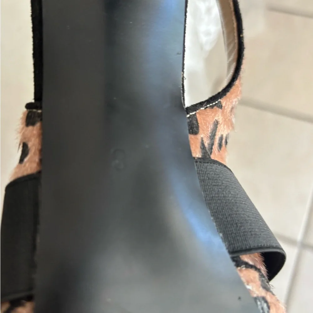 FSJ Tan and Black Leopard Slingback Heel Pumps Sz 8